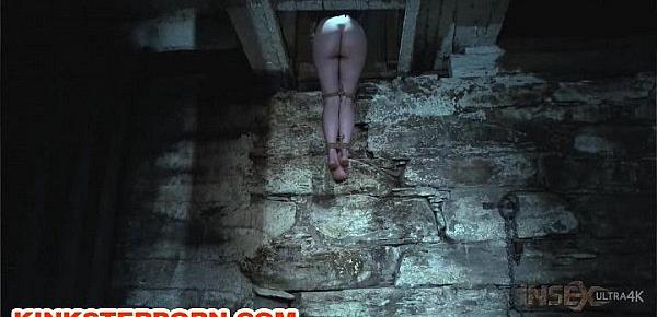  Dungeon BDSM Slave Chained in a Hole